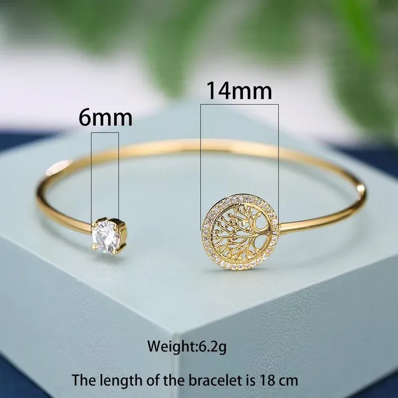 Fashion Tree of Life 14k Yellow Gold Bracelet with White Zircon Fashion Tree of Life 14k Yellow Gold Bracelet with White Zircon