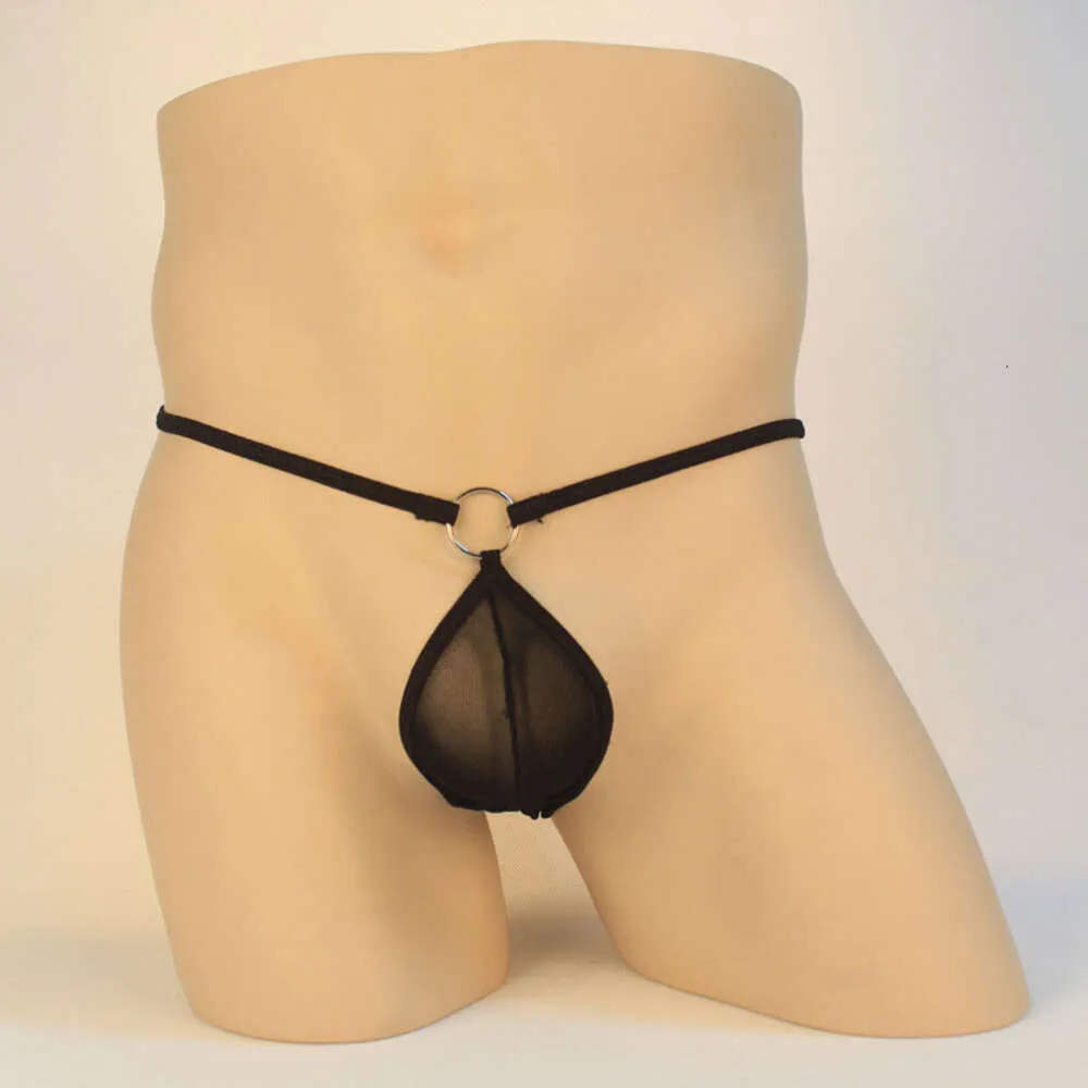 String avec anneau en acier, ceinture fine, taille basse, sous-vêtements transparents, T-Shirt Sexy et séduisant pour hommes, 2031 618994