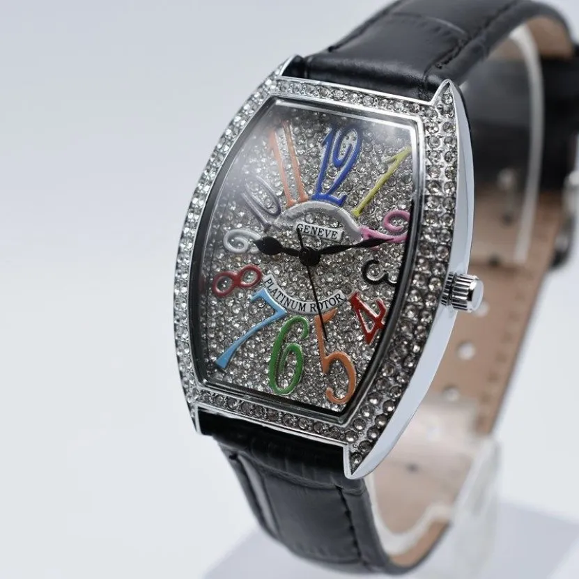 On quartz leather fashion women diamond watches casual digital women dress designer watch whole ladies gifts wristwatch234k