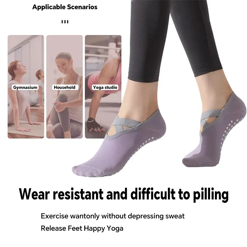 Yoga Socks With Crossed Loops, Thickened Anti Slip Adhesive Sports Socks, Dance  Socks, Pilates For Breathability From 1,78 €