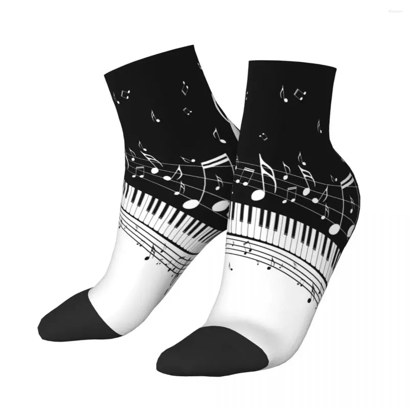 Herrstrumpor Polyester Low Tube Abstract Piano Keys With Musical Notes Breatble Casual Short Sock