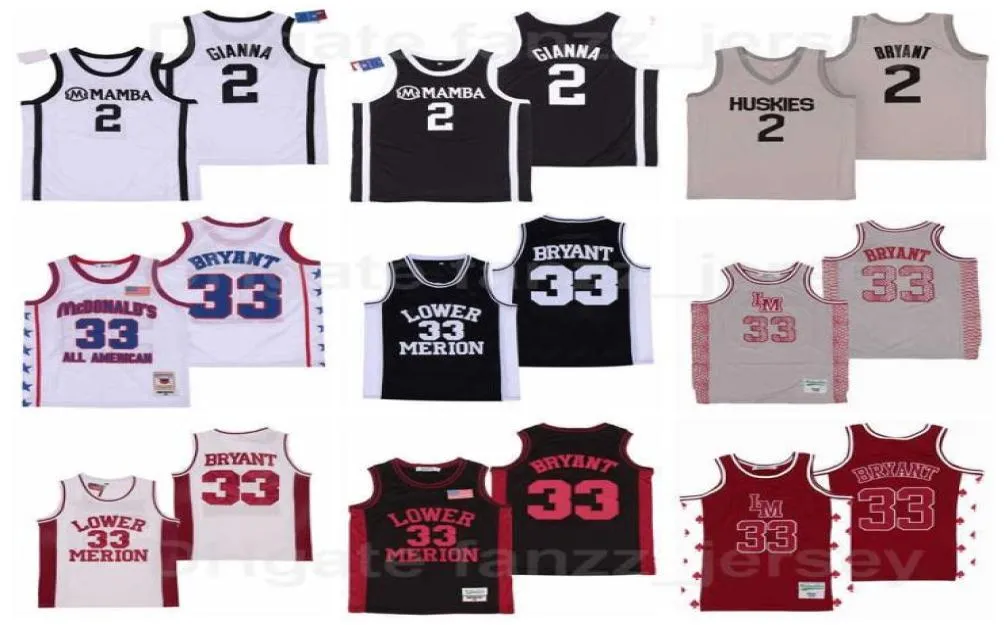 Moive Aughter 2 GIGI Gianna Jersey Maria Onore Lower Merion College Mcdonalds All American Breathable Pure Cotton Black Red White 3068991