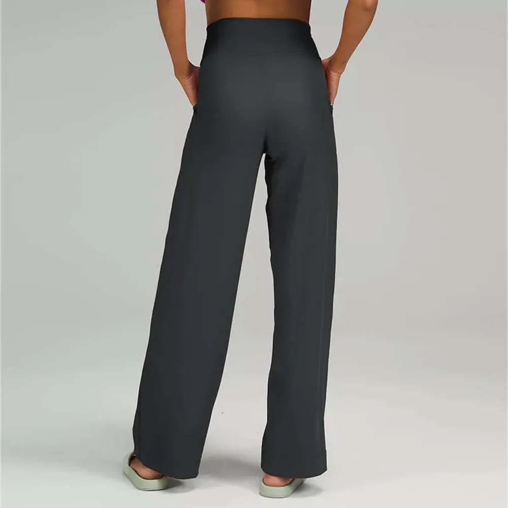 Lu alinhar leggings com roupa lu feminino chifre perna larga yoga cintura alta cordão calças esportivas de fitness jogger gry Lu-08 2024