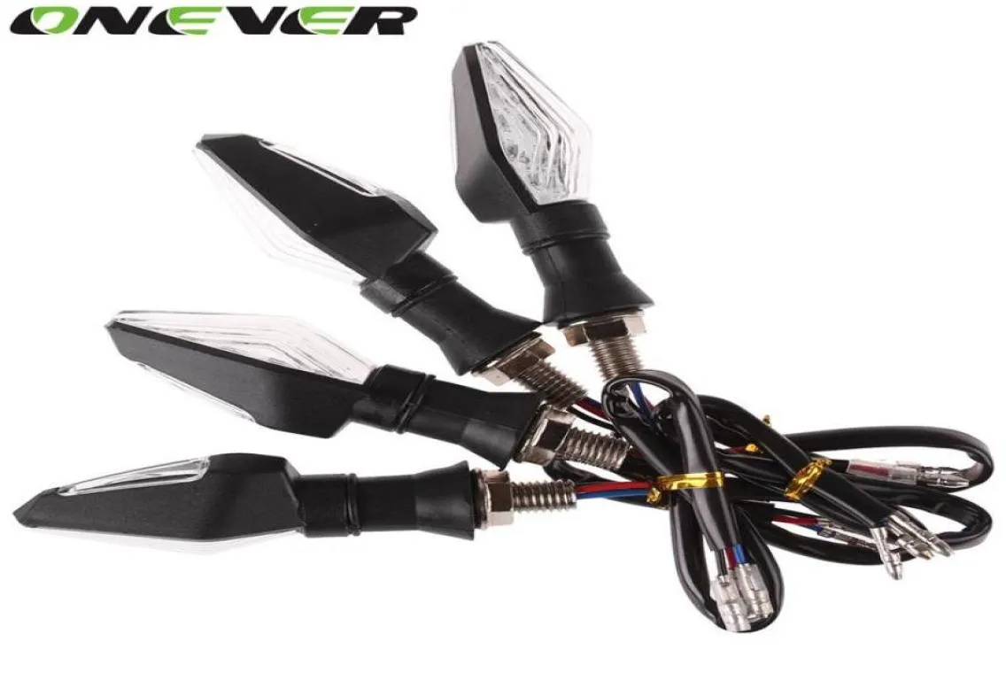 Onever 4pcs 플래시 오토바이 LED 회전 신호등 고품질 12 LED 표시기 라이트 듀얼 컬러 블루 엔버 블라이커 라이트 1171665
