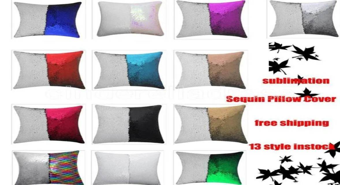 13 stile Sirena Federa per cuscino Fodera per cuscino con paillettes Cuscino per sublimazione Federa per tiro Federa decorativa che cambia colore Gif7326045
