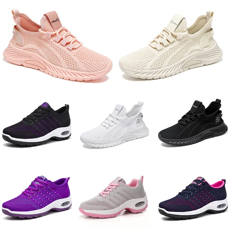 Новые мужские и женские туфли для бега, кроссовки на плоской подошве с мягкой подошвой, модные, фиолетовые, белые, черные, удобные спортивные, с цветными блоками Q24 GAI