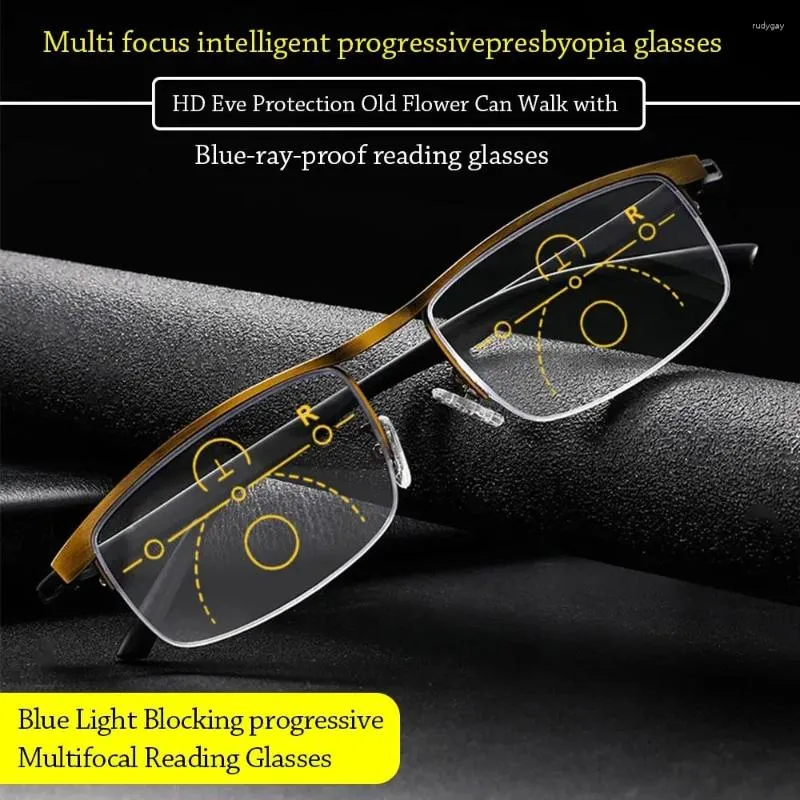 サングラスの目の保護プログレッシブマルチフォーカルシンプルシンプル青視眼鏡ウルトラライトグラススポーツレディングアンティブルー
