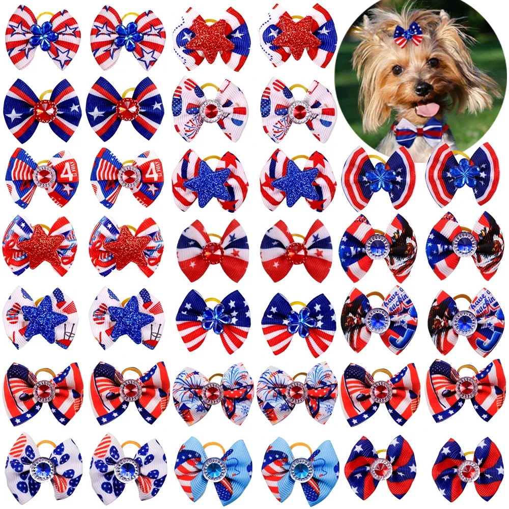 Aksesuarlar 50/100 PCS Köpek Yayları Küçük Köpek Saç Yayları Kauçuk Bantlar Köpekler Bowknot Evcil Hayvanlar Köpekleri Saç Aksesuarları Samll Köpek Bakım Ürünleri