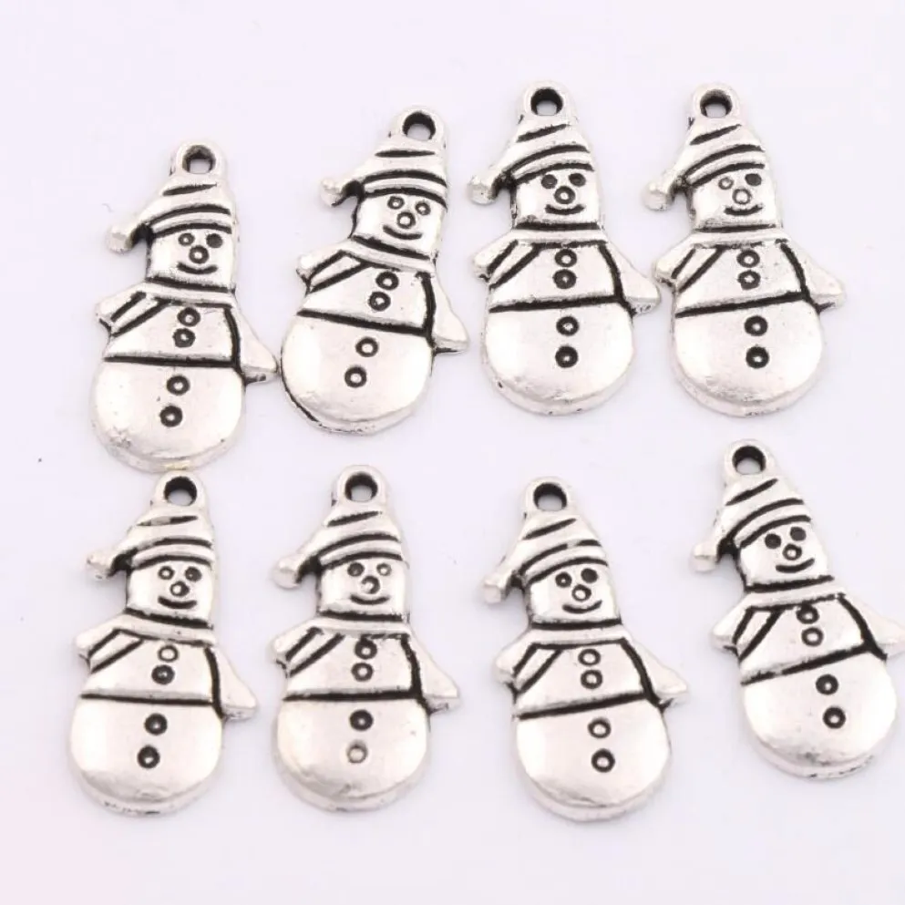 Julklappar Snowman Winter Charm Beads 200st Lot 12 4x25mm Antika silverhängen Fashion Jewelry DIY L772238I