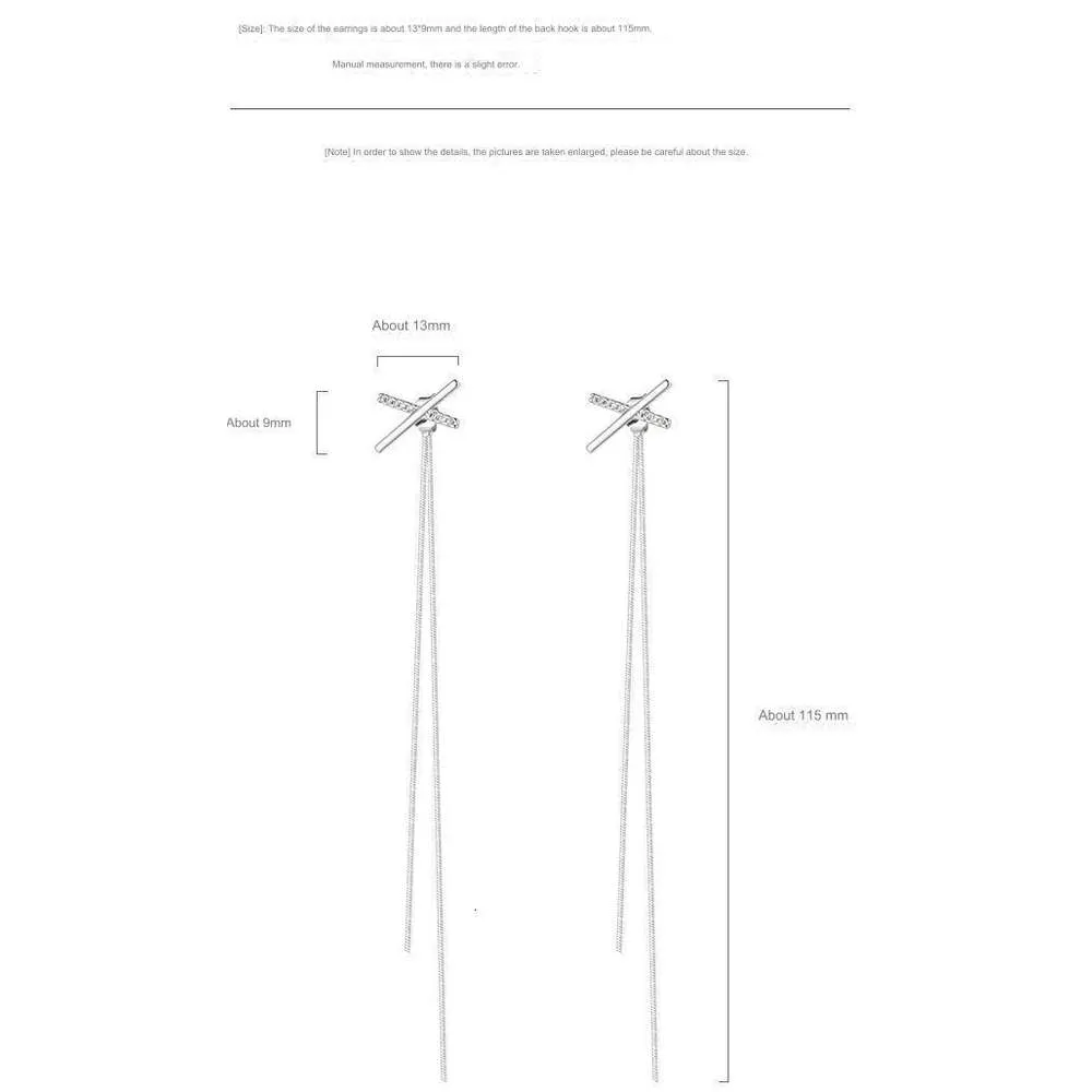 En koreansk versionpar Sier Long Tassel örhängen med utsmyckningar i ansiktet, med en minimalistisk och nischdesign