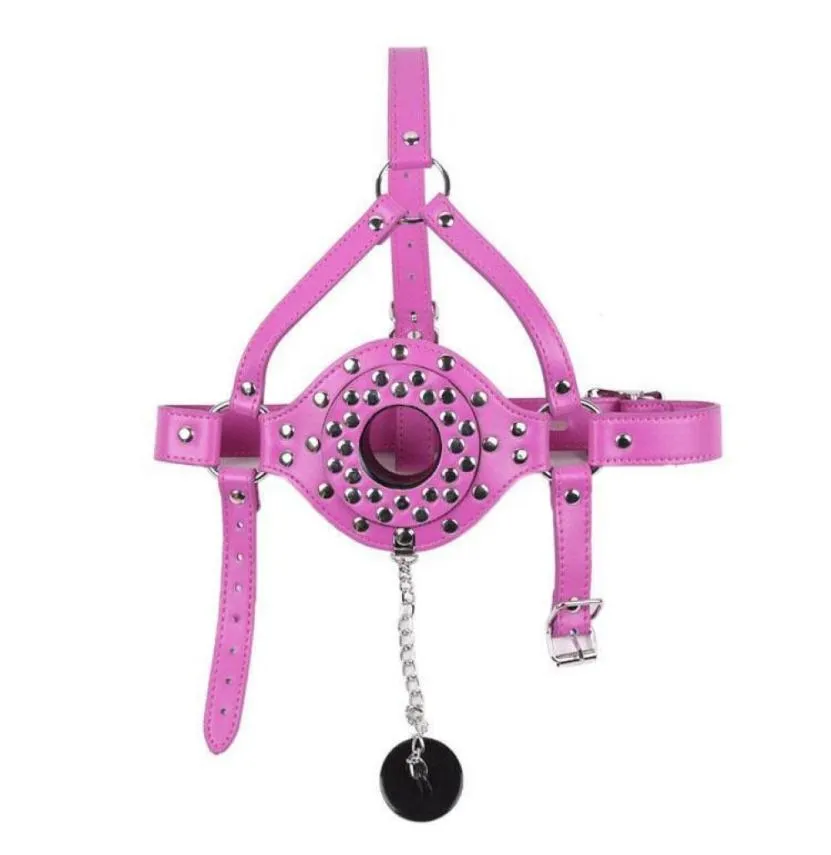 High Quality Sexy Pink Mouth Diver Mask Gimp Plughole Hood Restraints roleplay Adult Sex Toys R973132360