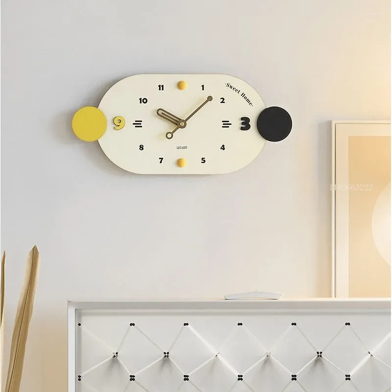 Wall Clocks Ins Horizontal Clock Minimalist Design Wooden For Living Room Bedroom Restaurant Study Office Decoration Watch