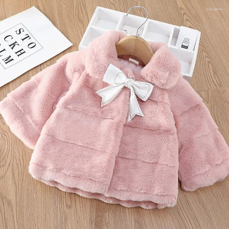 Giacche Giacca in pelliccia per bambina Inverno Vero peluche in cotone sintetico più spesso Manica lunga Festa Matrimonio Caot Abbigliamento per bambini Cappotto corto