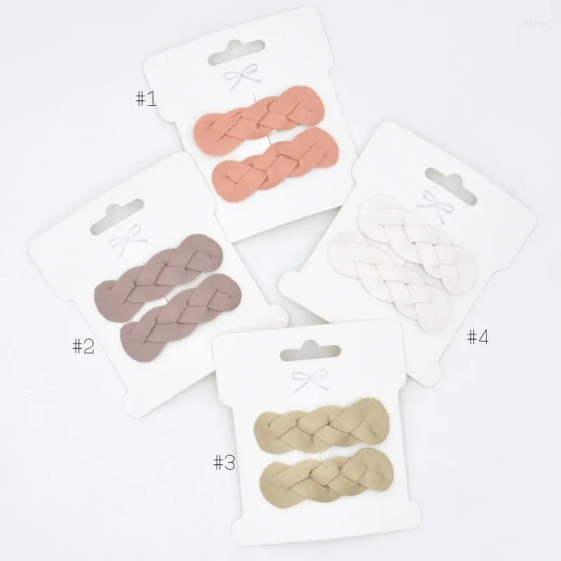 Hair Accessories 16Pcs/Lot Faux Leather Braided Snap Clips Handmade Cute Hairpins For Baby Girls Toddlers Accessory