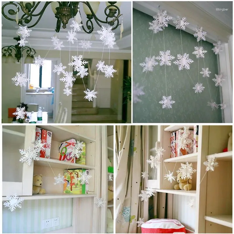 Fiori decorativi Fiocco di neve Tirare Matrimonio Appeso Decorazione Carta velina Ghirlanda Stringa Cerchio Banner Sfondo Puntelli per la casa 3M 8zSH284