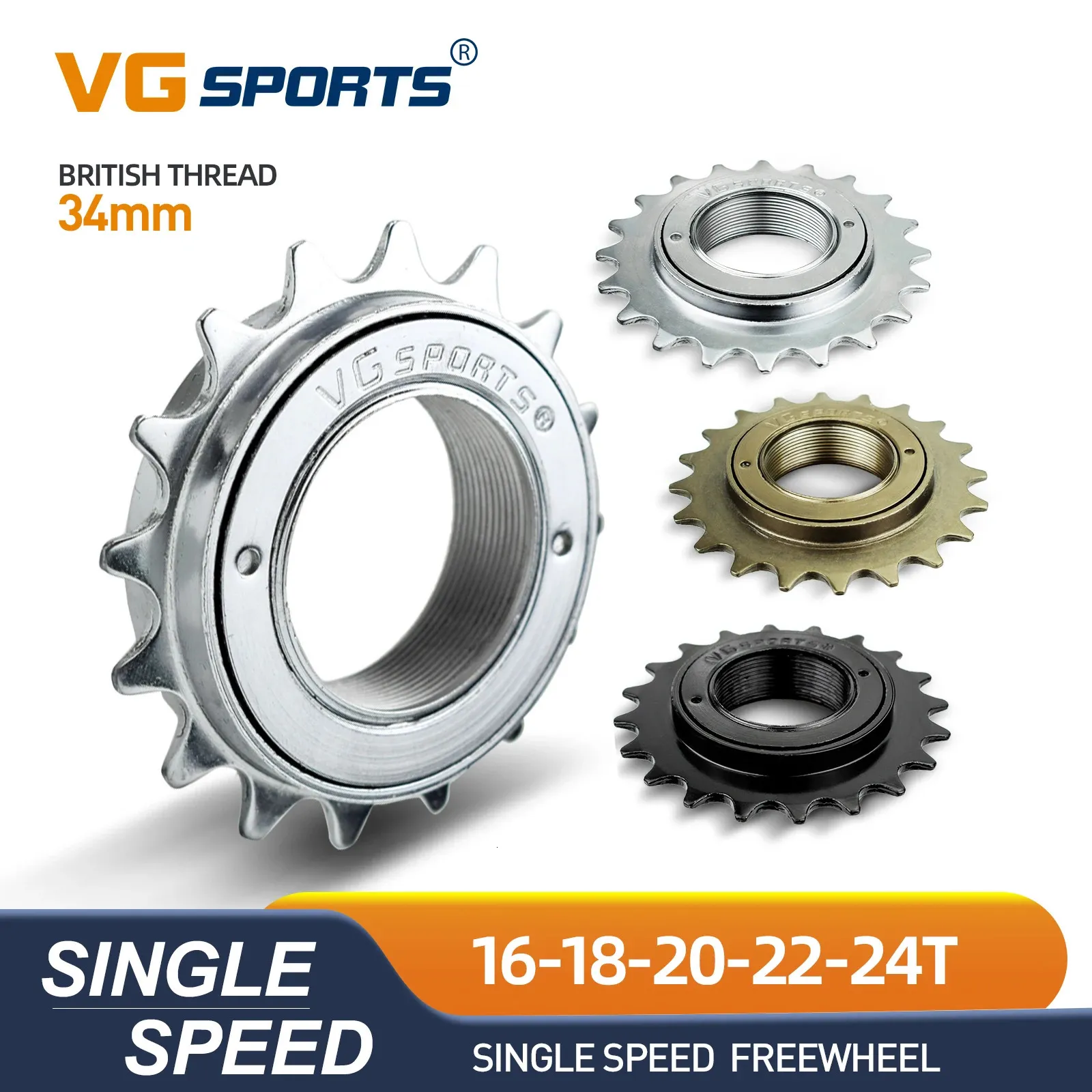 1PC VG Sports 16T 18T 20T 22T 24T 34 mm pojedyncze prędkości rowerowe koła zębate BMX 1 COG Akcesoria 240228