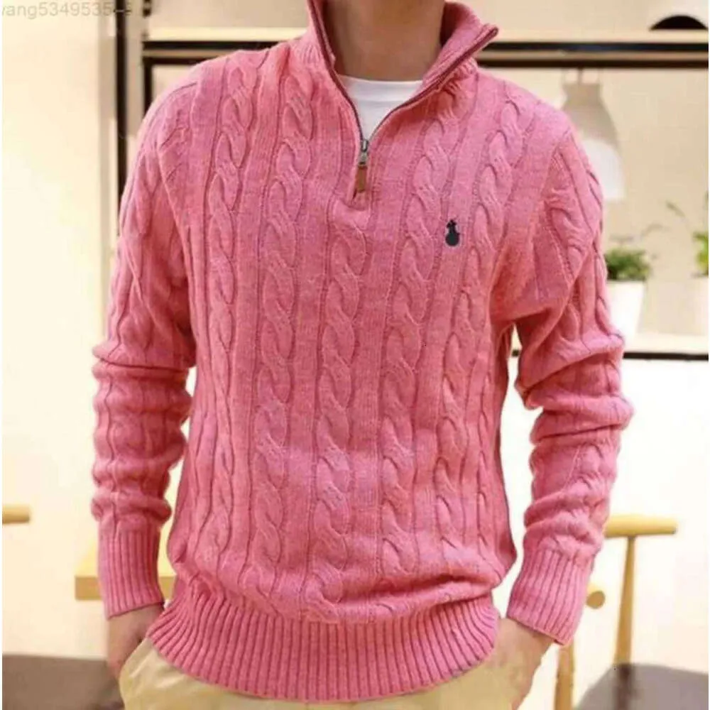 2024 Mens maglione di spessore Designer Polo Mezza cerniera con cappuccio manica lunga maglia cavallo Twist collo alto Uomo Donna S Ricamo 23fw