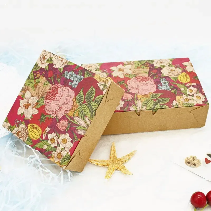 20pcs boîte-cadeau boîte en carton kraft boîte d'emballage de biscuits boîte de macaron boîtes de cadeaux Diwali pour bonbons boîte de chocolat emballage 240223
