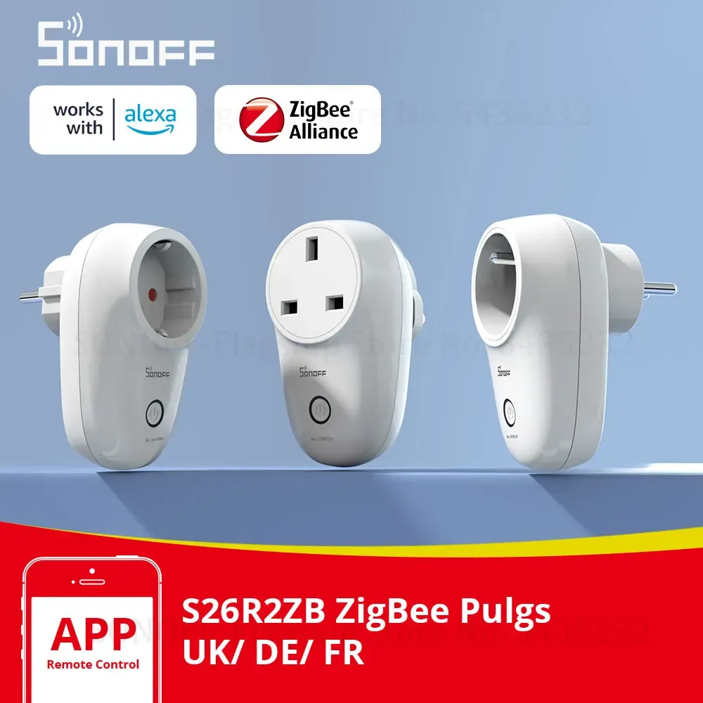 Control SONOFF S26R2ZB ZigBee Socket Plugs Smart Home Plug 16A UK/ DE/ FR Voice Remote Control Switch Works with SONOFFZBBridge Alexa