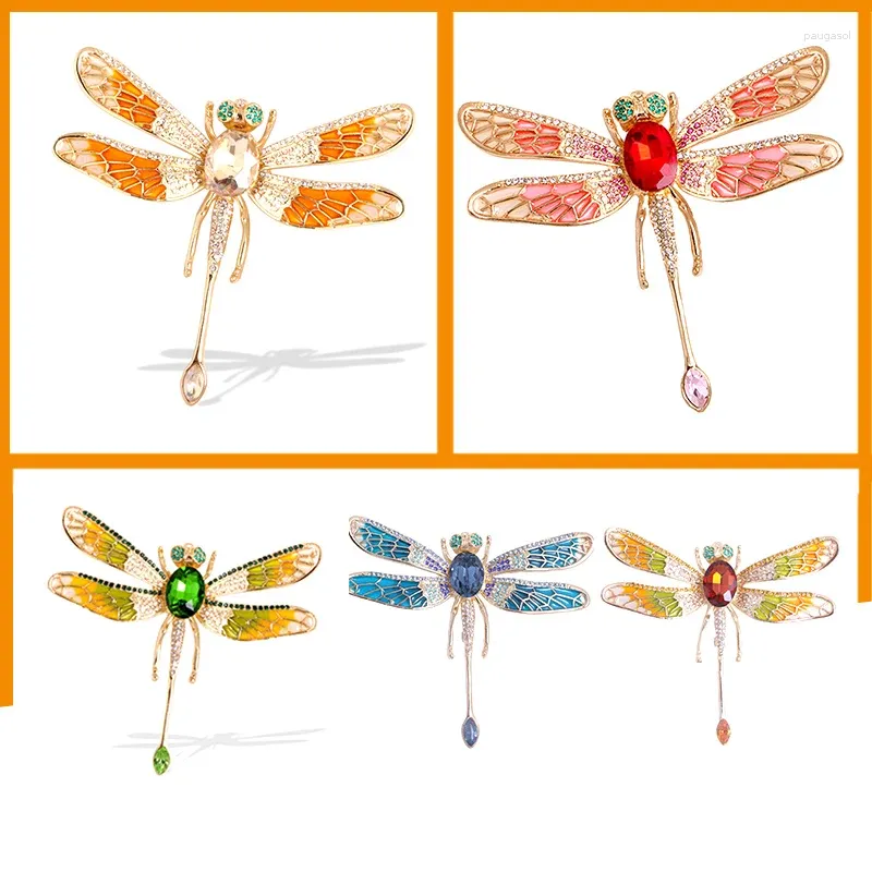 Broszki duży kamień szlachetny Dragonfly broszka Kobiet Wyolbrzymiony Rhineston Mult-color Partia owadów Bankiet Bankiet Casual