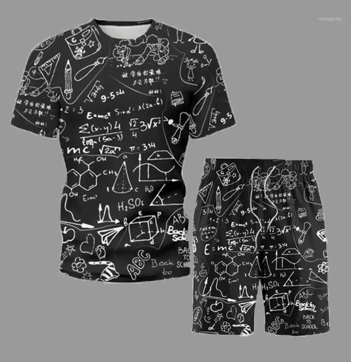 Men039S -spårskolan TREND TSHIRT SHORTS PUT SOMMER SOMUS SPORTS SET Män och kvinnor som matchar korta uppsättningar Graffiti Tryck C5704895