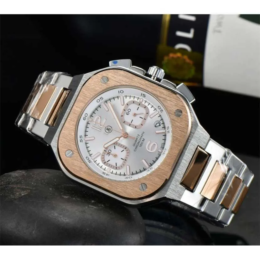 38% OFF watch Watch New Bell Ross Global Limited Edition Stainless Steel Business Chronograph Luxury Date Fashion Casual Quartz Mens