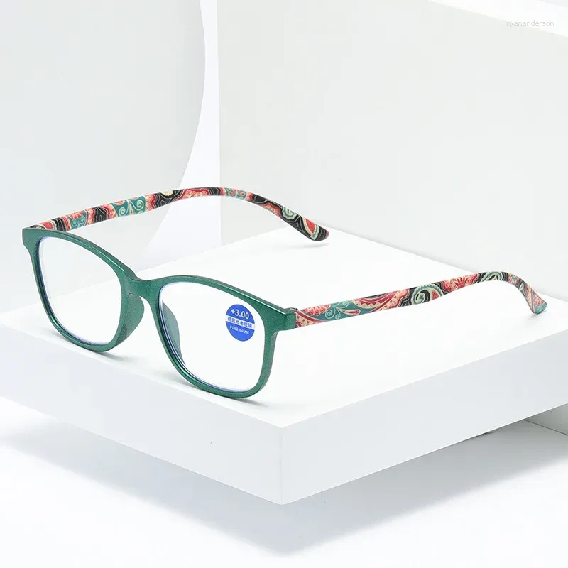 Güneş Gözlüğü Moda Anti-Blue Hafif Bayanlar Çiçek Okuma Gözlükleri Baskı Presbbiyopya gözlükleri Derece 1 ila 4.0 ile cam eşyalar