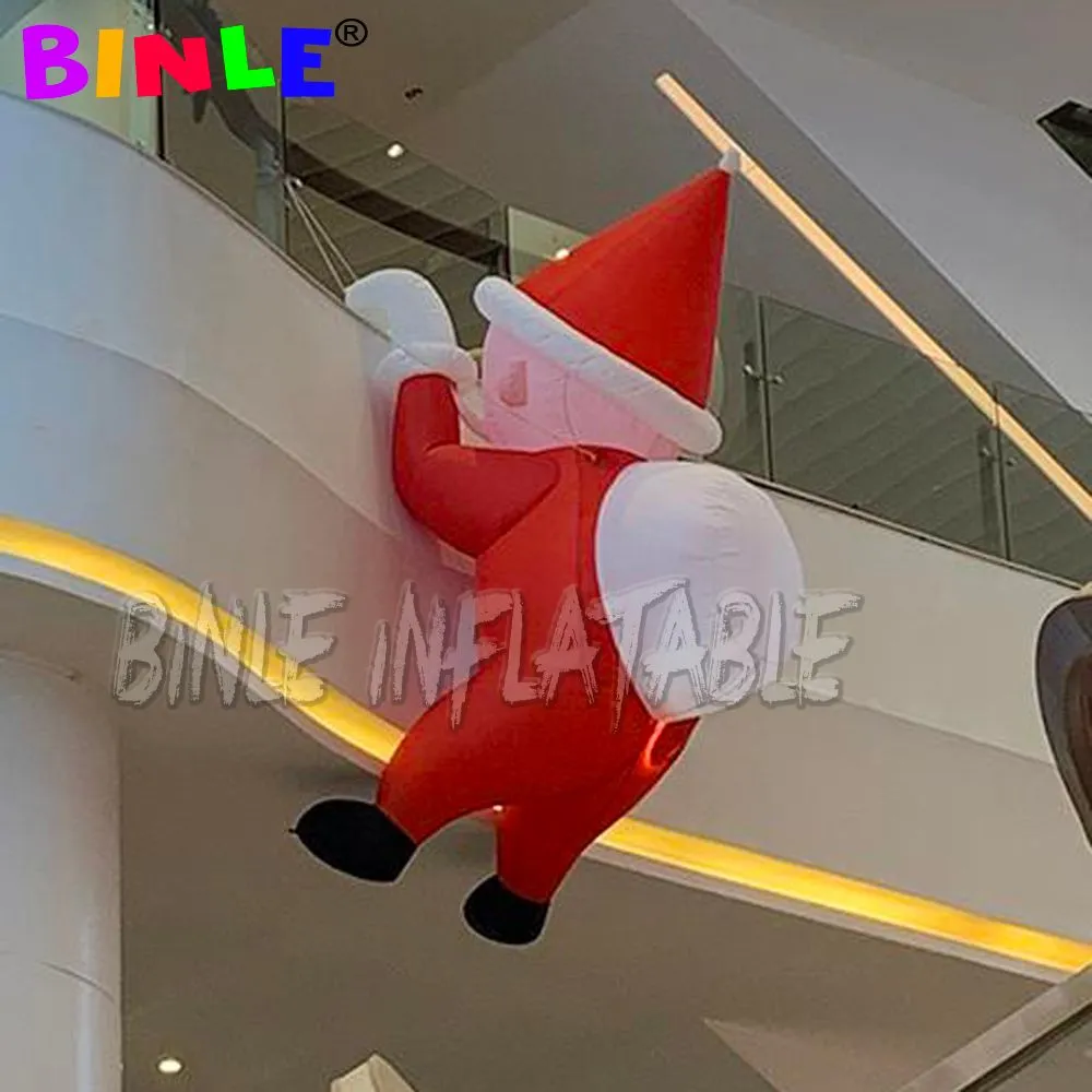 wholesale 8 mH (26 piedi) Con ventilatore all'ingrosso Costruzione personalizzata Babbo Natale gonfiabile con regali Illuminazione del centro commerciale Babbo Natale per Natale