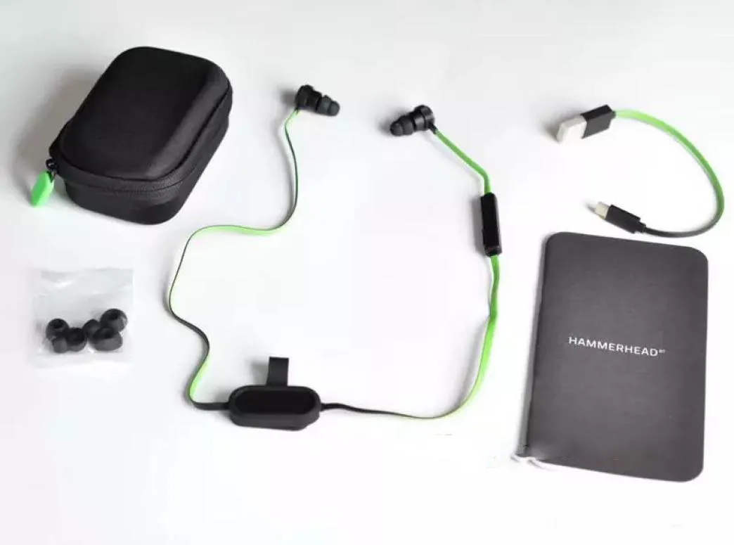 Auriculares de teléfonos celulares Razer Hammerhead V2 BT Bluetooth Auriculares en auriculares con orejas con caja minorista de micrófono1996085