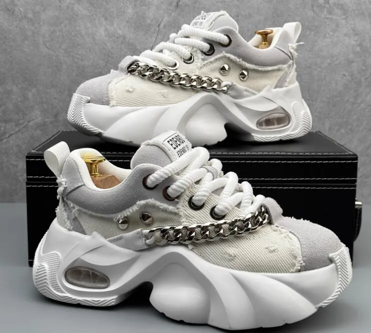 驚きの激安価格 DHgate.com:Mens Chains & Rivets with Sneakers Denim Leather ボール