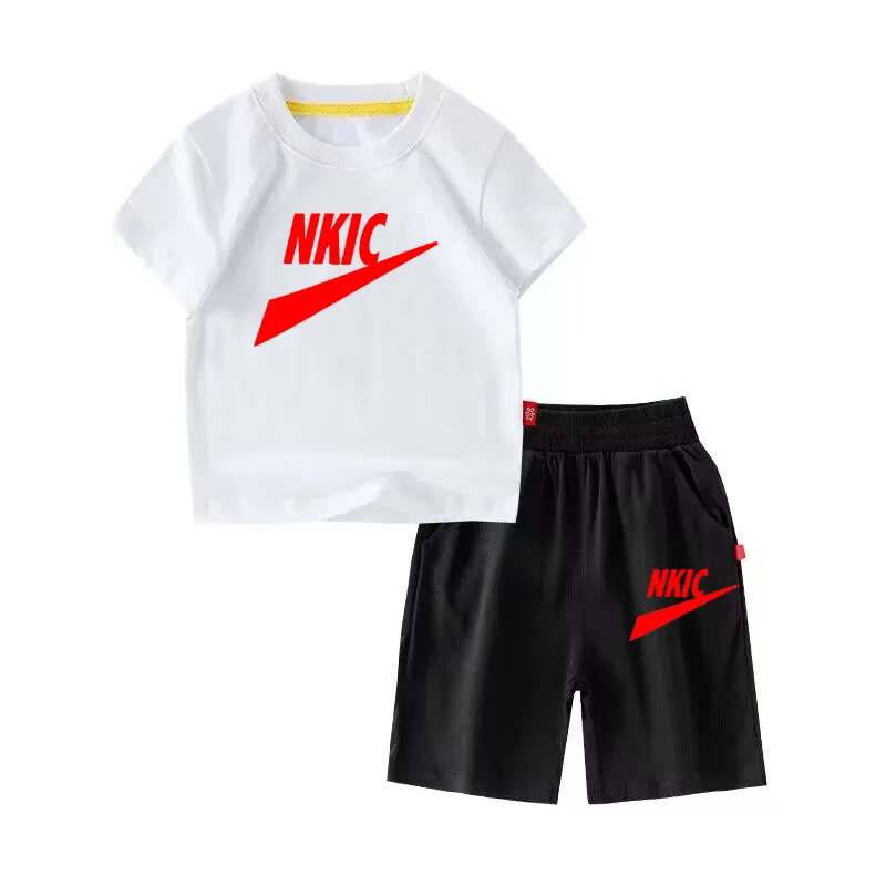 Meninos imprimir shorts de verão ternos unissex moda esporte camisetas calças 2 pçs define crianças roupas casuais crianças