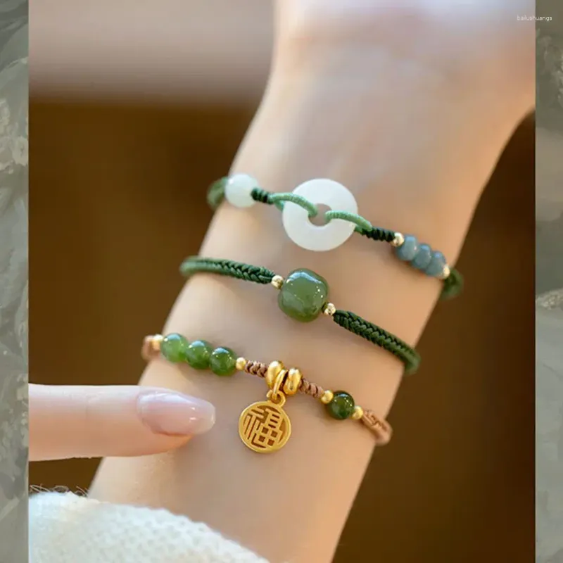 Charm Bracelets Female Fashion Simple Jewelry Gift Hand Rope Friend Bangle Women Imitation Jade Korean Style