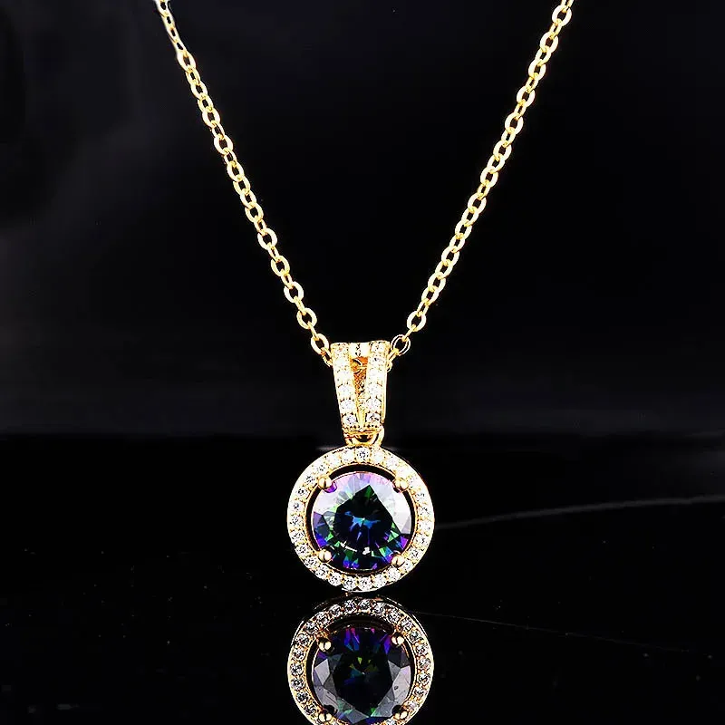 Hiphop14K Yellow Gold Necklace Natural Amethyst Gemstone Pendant for Women Rock Solid 14 K Collare Chain Jewelry 240228