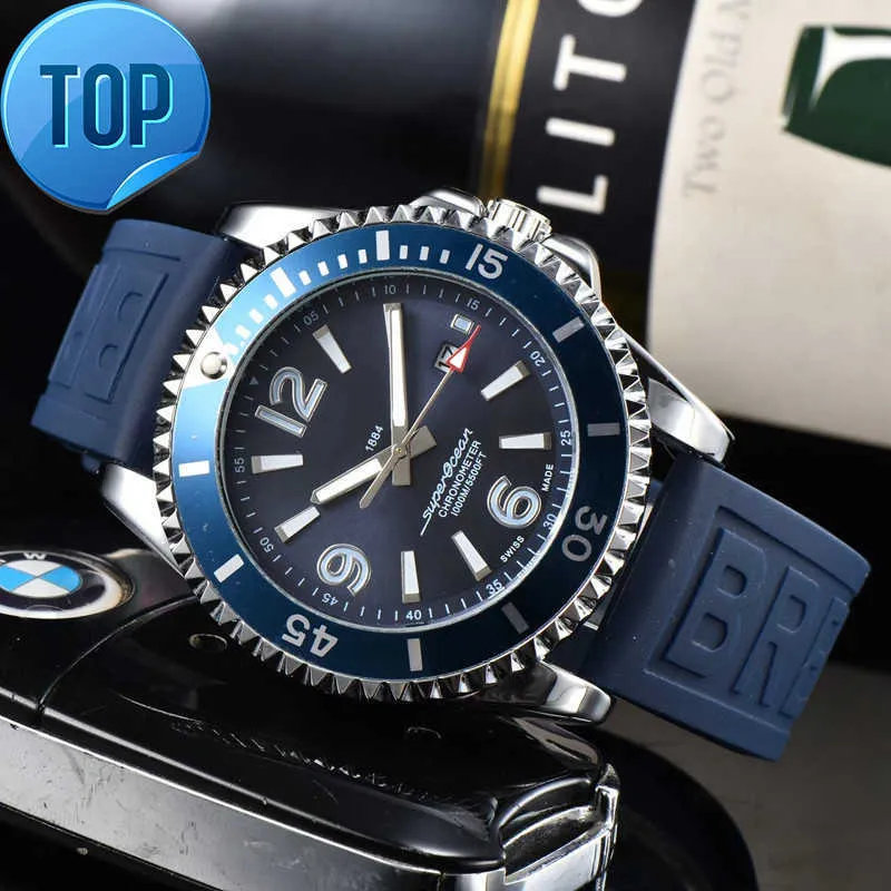 Breitl relógios de pulso para homens 2023 relógios masculinos três agulhas relógio de quartzo de alta qualidade marca de luxo relógio função calendário super moda pulseira de borracha montre de