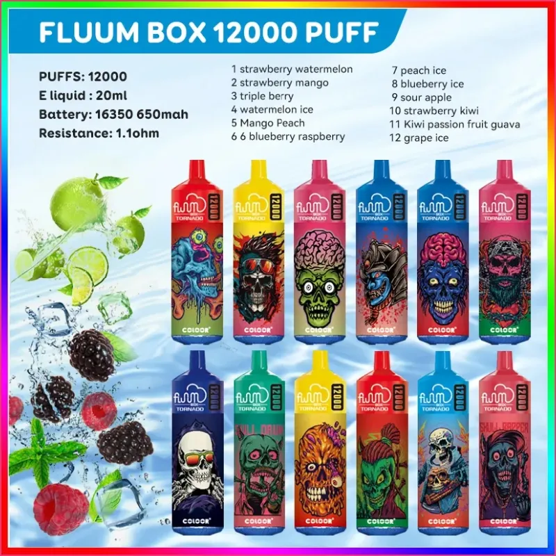 Fluum Box 12000 E-Liquid 20 ml Nikotin 0%/2%/3%/5%Uppladdningsbar typ-C-batterikapacitet 650mAh Fluum 12000 Bang Box Bang