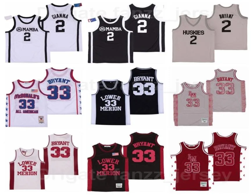 Moive Aughter 2 GIGI Gianna Jersey Maria Onore Lower Merion College Mcdonalds All American Breathable Pure Cotton Black Red White 4349740