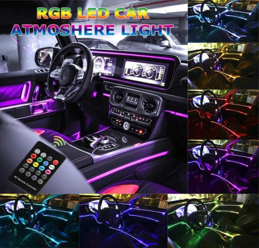 Bande lumineuse LED RVB pour intérieur de voiture, lumières d'accentuation au néon, musique, 5 en 1 avec 6 mètres, 23622 pouces, décoration intérieure Atmosph4814706