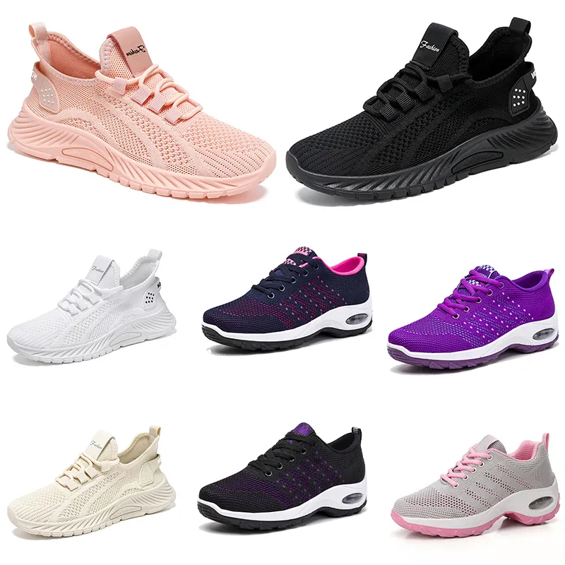 New Men Women Shoes Hiking Running Flat Shoes Soft Sole Fashion Purple White Black Comfortable Sports Color Blocking Q13 GAI