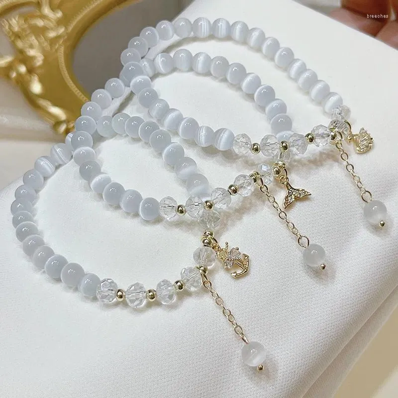 Bracelets de charme Bracelet d'opale de style coréen en pierres fraîches papillon queue de poisson étoile fille amie perles pour bijoux femmes
