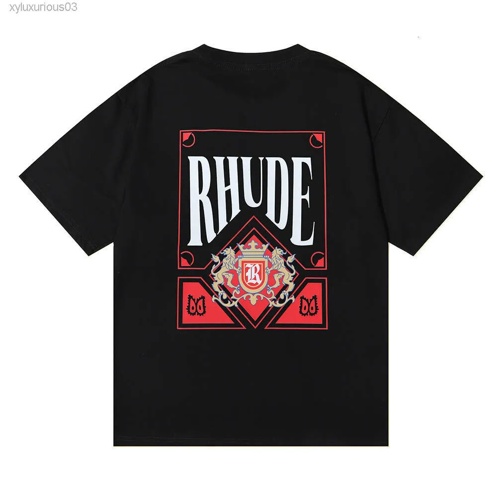 Rhude T Shirt Designer قمصان نساء ملابس ملابس رسومية Tees Tee Tee High Street Cotton Hip Hop Simple Letters Retro Print Lose Lpm