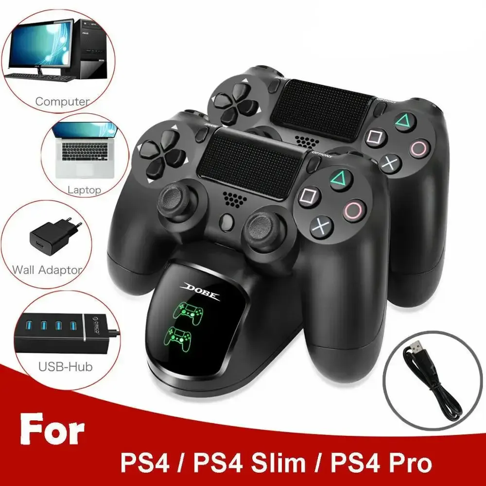 شواحن دعم الشاحن قاعدة الشاحن الشاحن ل Sony PS4 PlayStation Play Station PS 4 Pro Slim Game Control Controller Gamepad GamePad