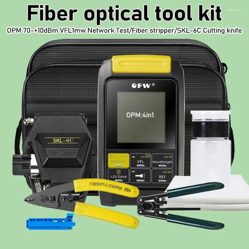 Fiber Optik Ekipman Aracı Kitleri 4in1 Optik Güç Metre Görsel Arıza Bulucu VFL 10MW SKL-6C/FC-6S Kesme Bıçağı Ftth Striptizci