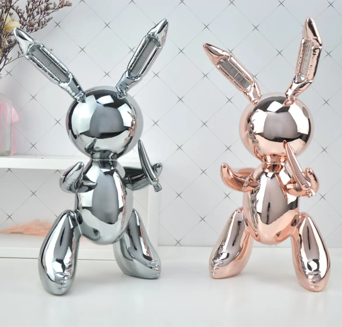 Resin Rabbit Art Figurine: Shiny Balloon Dog Statue For Home Decor ...