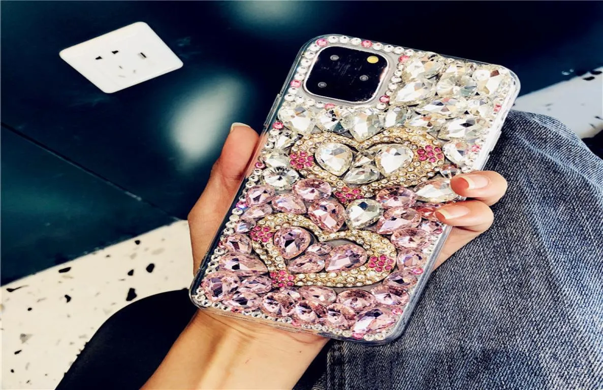 Lyxdesigner diamanttelefonfodral för iPhone11 Pro Max XS XR 7 8Plus Crystal Gradient Full Rhinestone Back Cover för Samsung S102624536