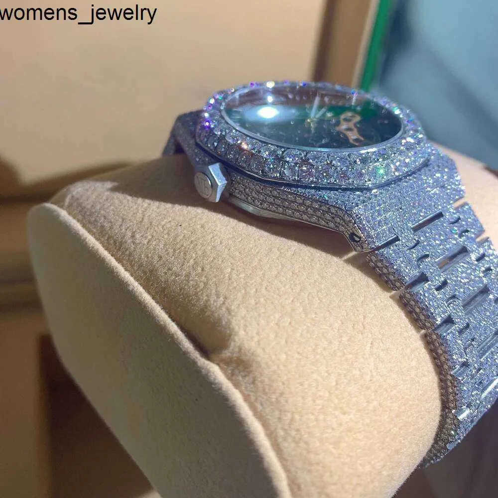 85UA – montre-bracelet de luxe pour hommes, Bling glacé VVS Moissanite diamant WQC7
