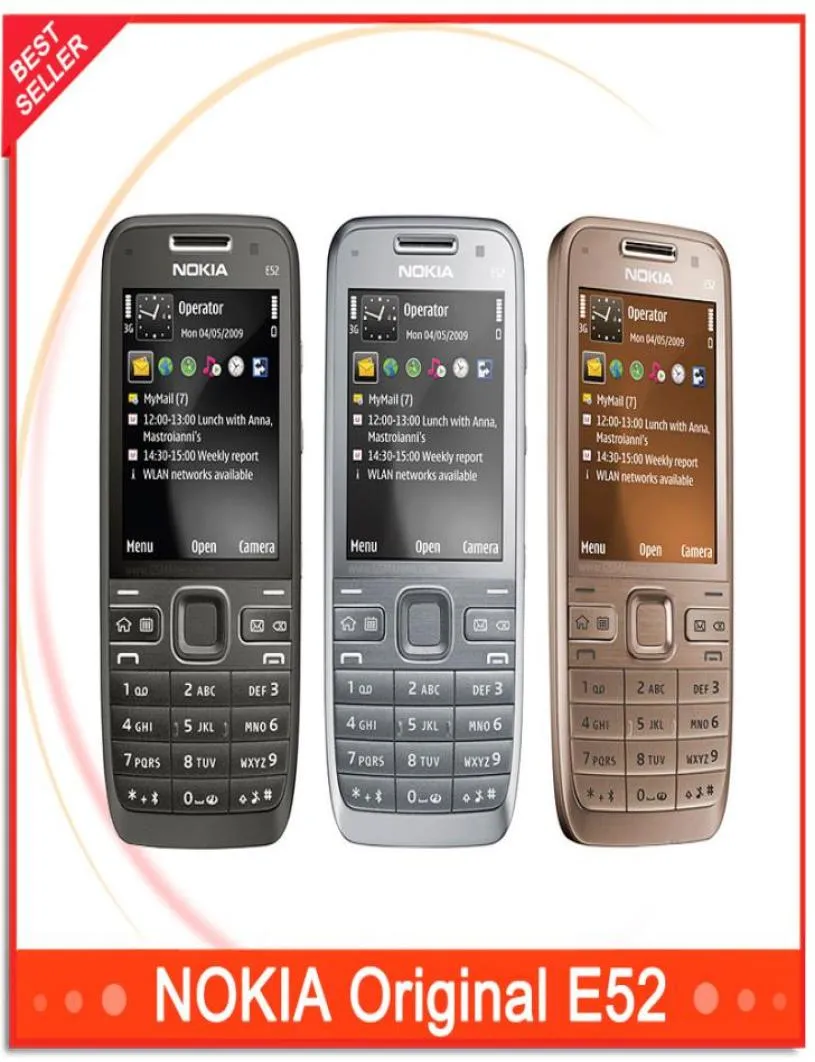 Telefones celulares remodelados Nokia E52 GSM WCDMA 2G 3G câmera para estudantes idosos Phone4958419