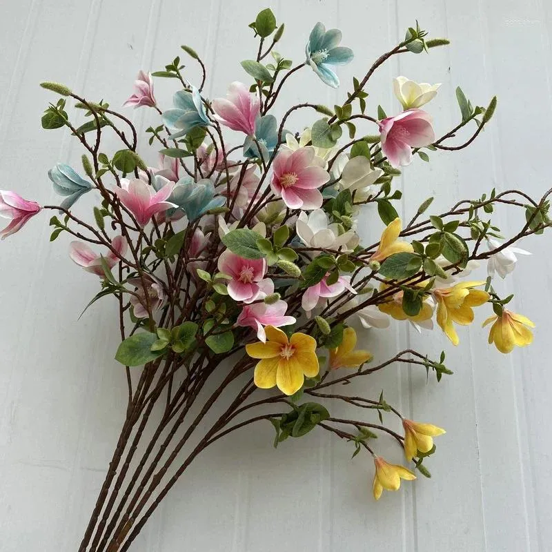 Decoratieve Bloemen Kunstplanten Gele Perzik Wijnstok Witte Magnolia Tak Huis Tuin Versieren