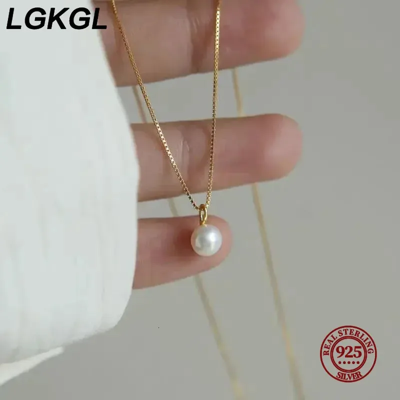 LGKGL Pearl Pendant Halsband för kvinnor Temperament CLAVICLE BOX CHACHER CHOKER 14K GULDpläterade smycken 240227