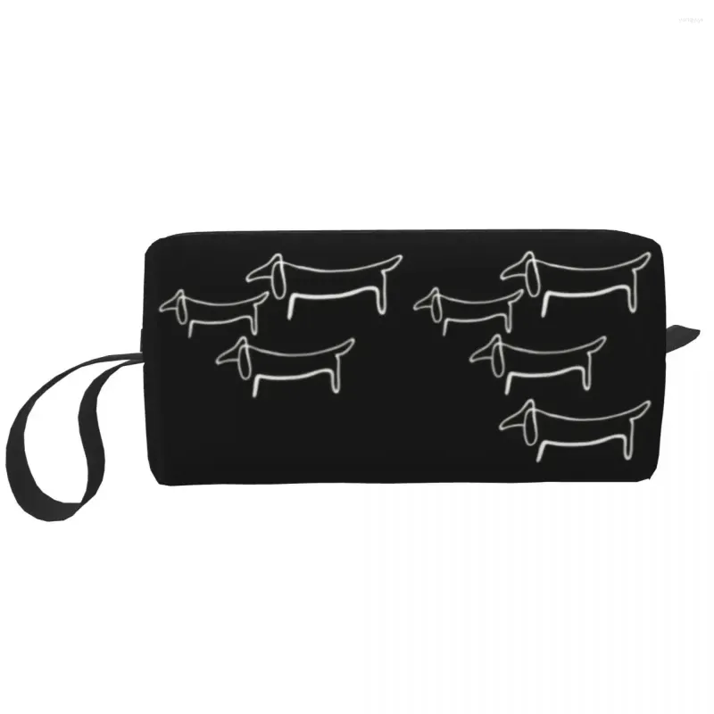 Borse per cosmetici Pablo Picasso Line Art Borsa per trucco bassotto Donna Organizzatore da viaggio Moda Wild Wiener Dog Storage Articoli da toeletta