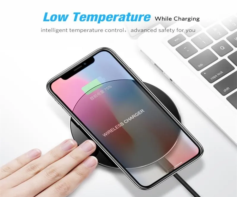 Hög kvalitet för iPhone 11 Pro XS Max XR X8 Mobiltelefonladdare Qi Fast Wireless Charger för Samsung 10 S9 S8 Charger8127745